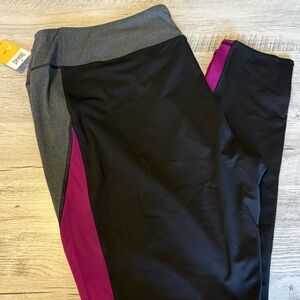 Woman’s Plus Size Yoga Workout Jogging Pants Black Gray & Purple 3X NWT